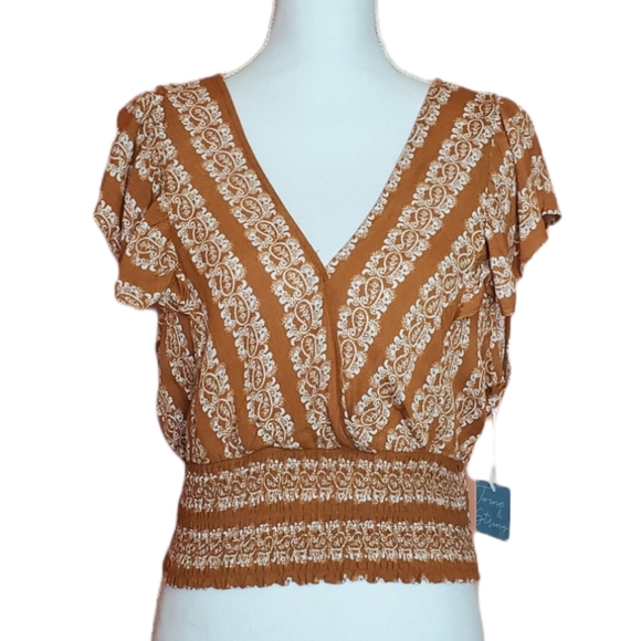 twine & string Tops - Twine and String  Wrap Front V Neckline Short Sleeve top Anthropologie item.